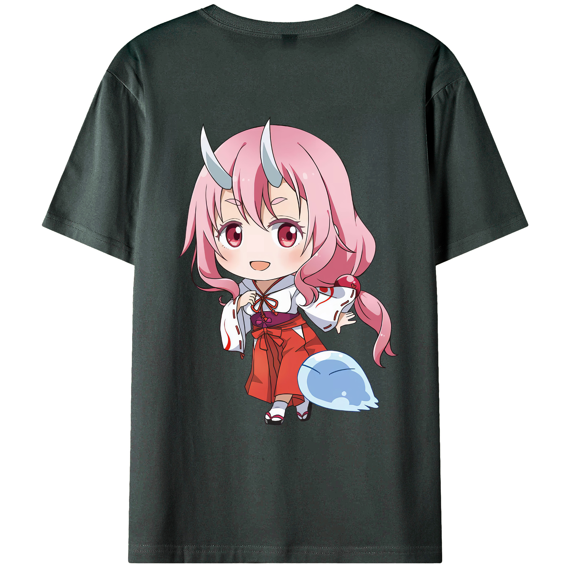 （画像用） 転スラ Regarding Reincarnated to Slime 綿100％ メンズ半袖Tシャツ（バックプリント） 通気性